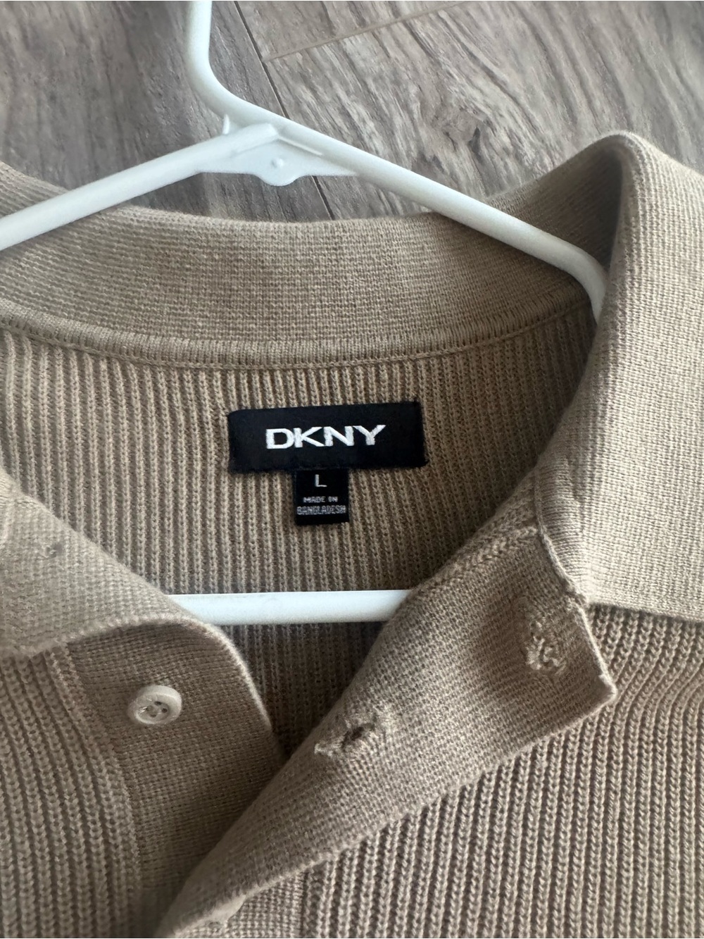 DKNY Men’s Beige V-Neck Polo Sweater